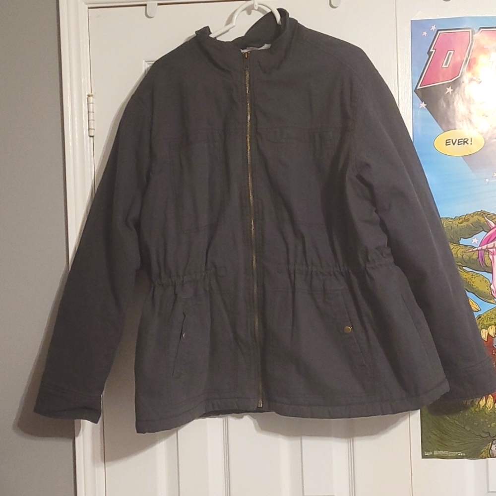 Washed Black Lined Utility Jacket in Washed Black Colour